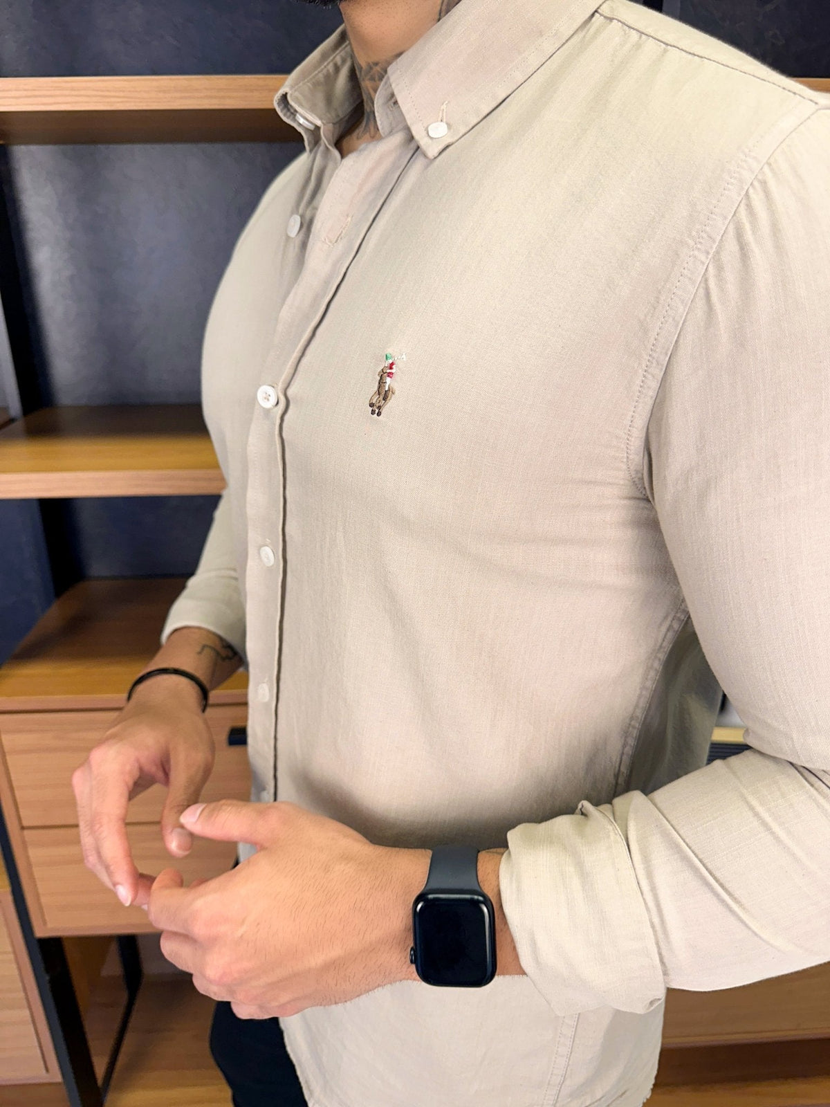 Camisa Polo Ralph. Khaki Sarja Logo Colors