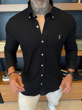 Camisa Polo Ralph. Preta Oxford Logo Colors