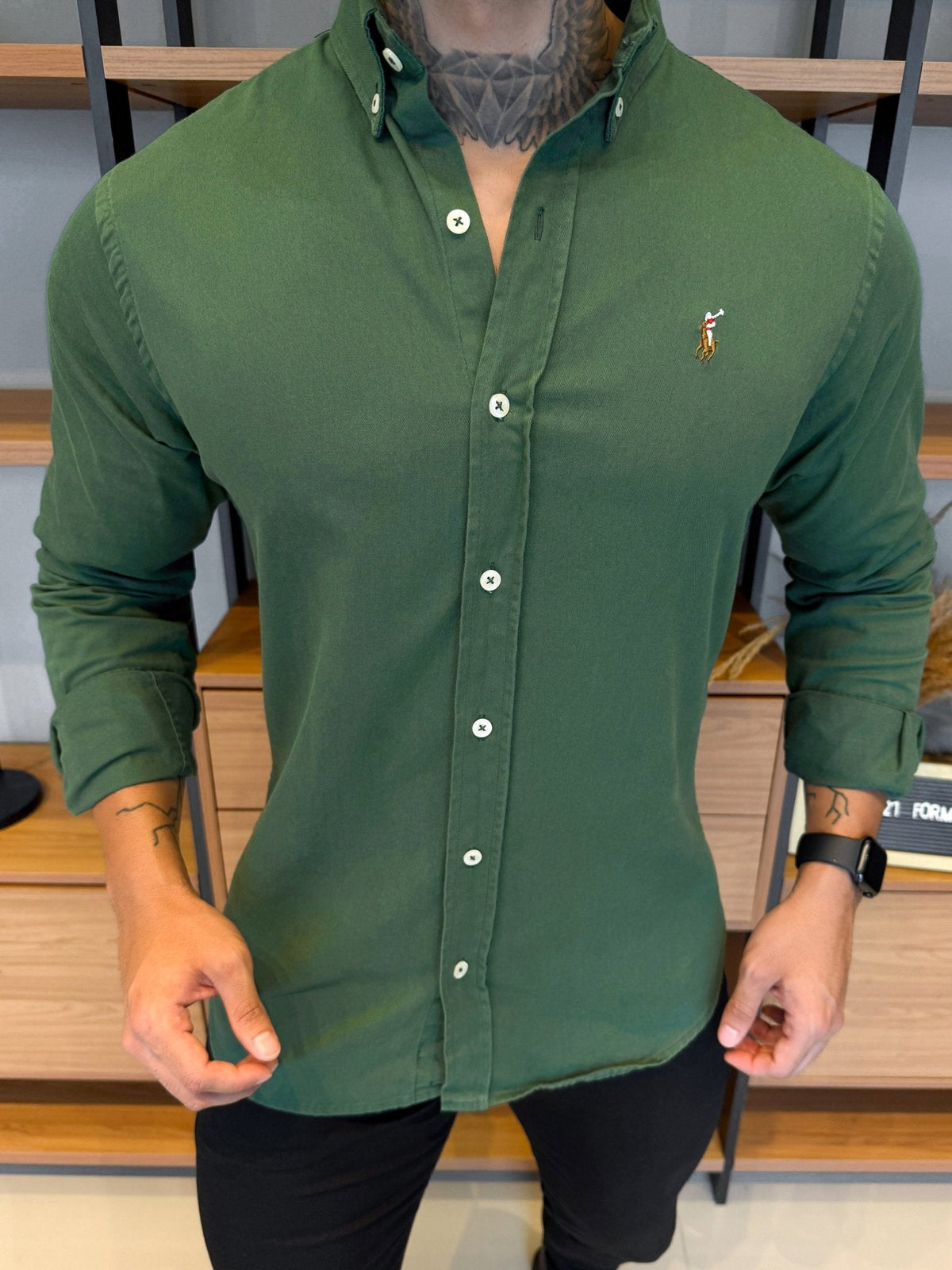 Camisa Polo Ralph. Verde Oxford Logo Colors